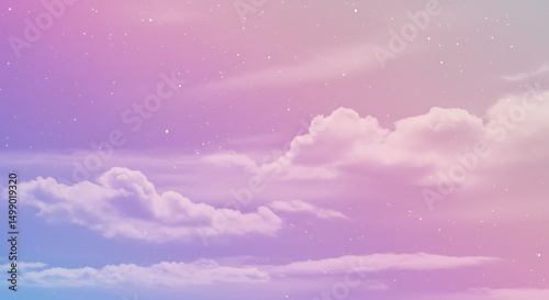 Pastel Sky Dreamy Clouds and Soft Colors, Beautiful Background Image