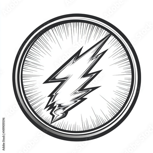 Graphic design of a lightning bolt within a circle