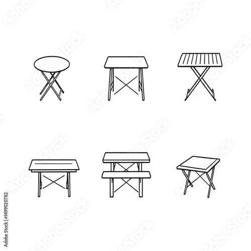 modern folding table line art vector clean design