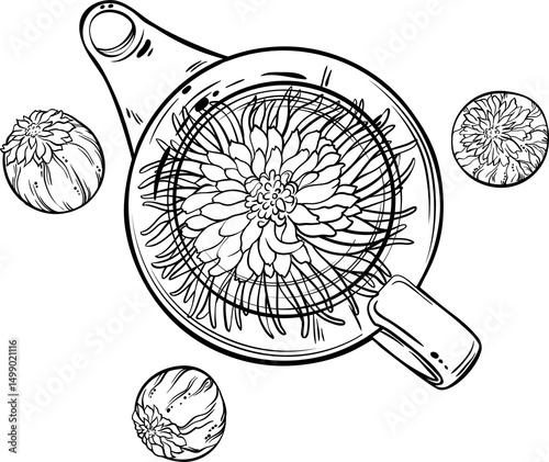 Flowering Tea isolated Outline  Illustration
