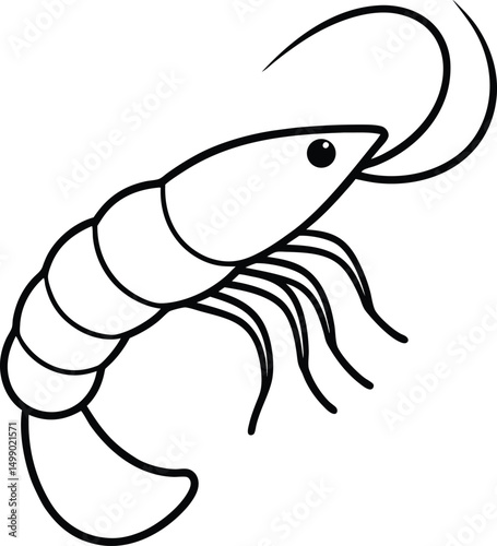 Cartoon vector illustration of a marine life seafood plate with a raw fish, shrimp, and lobster