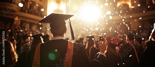A large group of graduates celebrating their achievement.