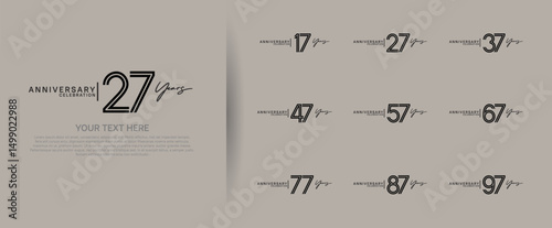 logo anniversary set. black color on brown background for special event