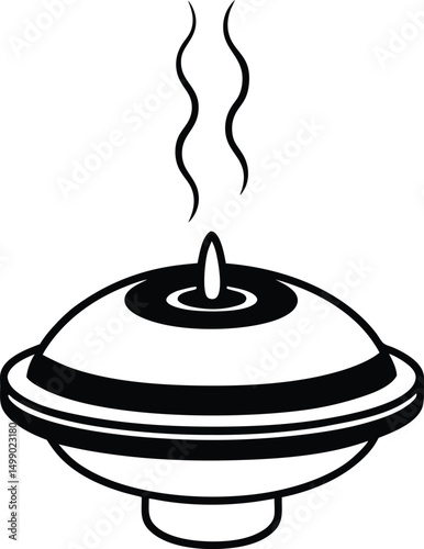 Vector illustration of a burning kitchen gas stove, a sweet food icon design object