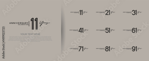 logo anniversary set. black color on brown background for special event