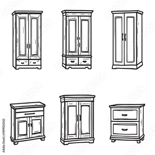modern wooden cabinet furniture design outline style