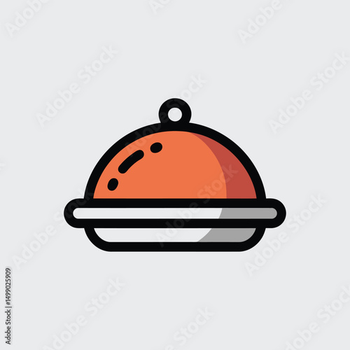 Serving Dish Icon in Flat Style Representing Food Delivery, Meal Preparation, Restaurant Service and Online Ordering for E-Commerce Food Platforms