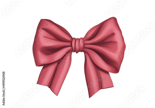 elegant ribbon bow in color of Indian red chestnut , isolated, png