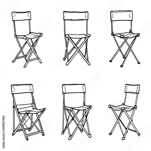 Outline illustration of folding chair for furniture concept