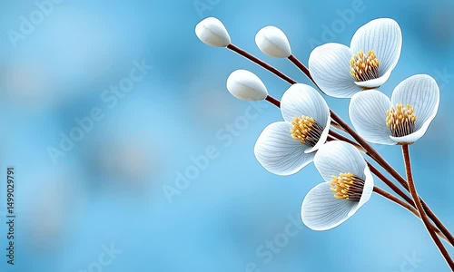 White flowers blooming on branches animation