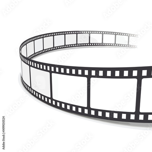 Curved Film Strip Frame Vector with Transparent Blank Frames for Photo Editing, Cinematic Promotions, Video Templates and Movie Poster Designs