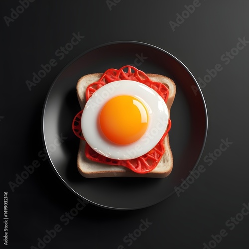fried egg on a black plate