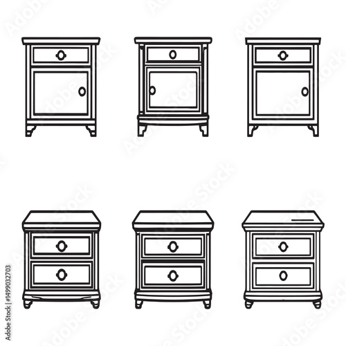 simple bedside table outline drawing vector graphic