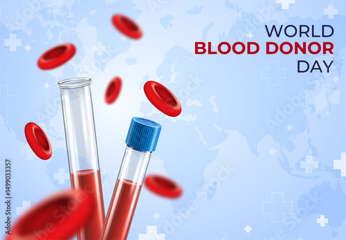 World Blood Donor Day Realistic Background with red blood cells