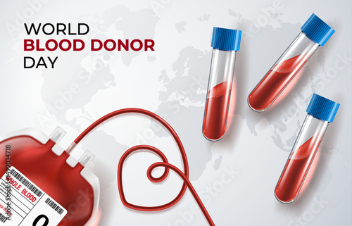 World Blood Donor Day Realistic Background with Blood Samples