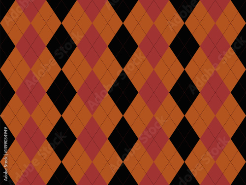 Stylish argyle pattern in autumnal hues.  Perfect for fallthemed designs, backgrounds, or textiles.  The geometric shapes create a sophisticated and timeless feel.
