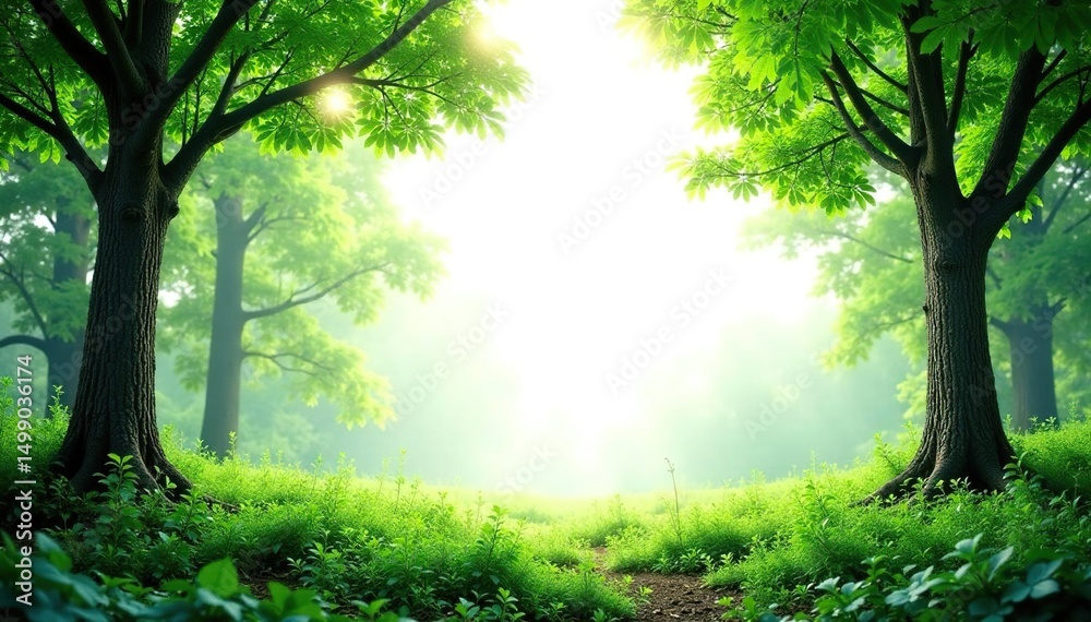 Fototapeta premium Lush green forest scene against a pure white background Ideal for eco-friendly projects , ecology, isolated, botanical