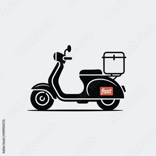 Food Delivery Scooter with 'Fast' Branding: Representing Quick Food Delivery Service Using a Branded Scooter for Timely Meal Transport