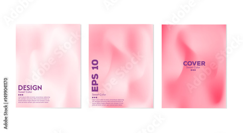Collection of abstract pink liquid wave backgrounds. Gradient colors. Dark and light color merging effect. Modern design template for web covers, advertising banners, posters, brochures, flyers.