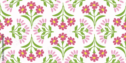 Abstract artistic Florals seamless pattern background vector. Colorful botanical wallpaper with flower, foliage. Design for prints, cover, fabric, packaging, wall art, home decor.