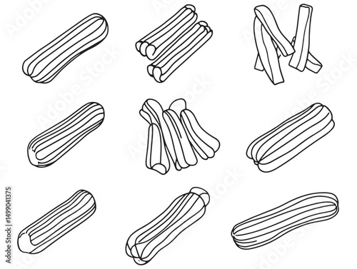 Simple Minimalist Churros Snack Vector Line Art Design