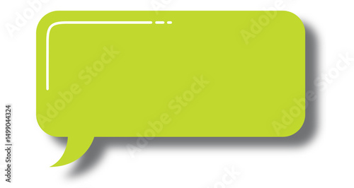 3d green speech bubble with black shadow doodle vector sticker, flat message box, blank chat box element, frame border, banner