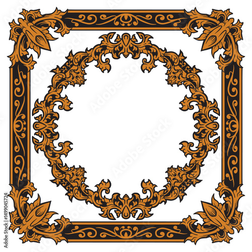 Premium Ornamental Border Vector with Geometric Fusion Style