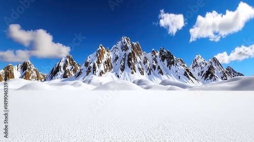 Snowy Mountain Range under a Vivid Blue Sky