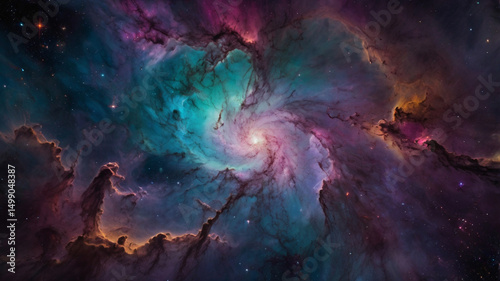 Vibrant Cosmic Nebula in Deep Space – Abstract Sci-Fi Fantasy Background. AI generated