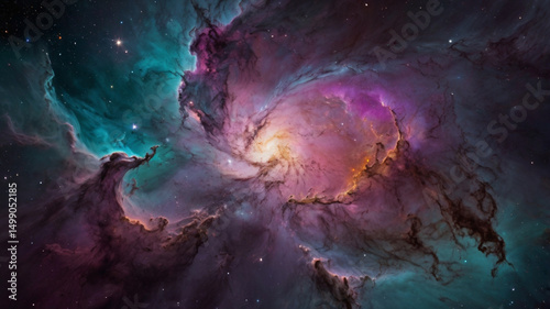 Vibrant Cosmic Nebula in Deep Space – Abstract Sci-Fi Fantasy Background. AI generated