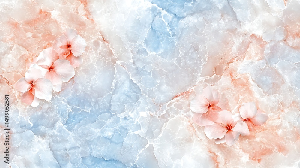 Fototapeta premium Elegant floral marble design with soft pastel colors