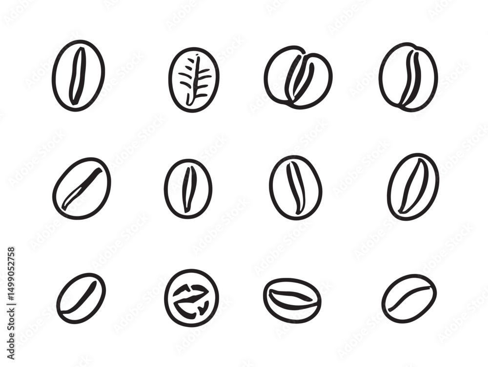 Fototapeta premium Elegant coffee bean line art vector for packaging