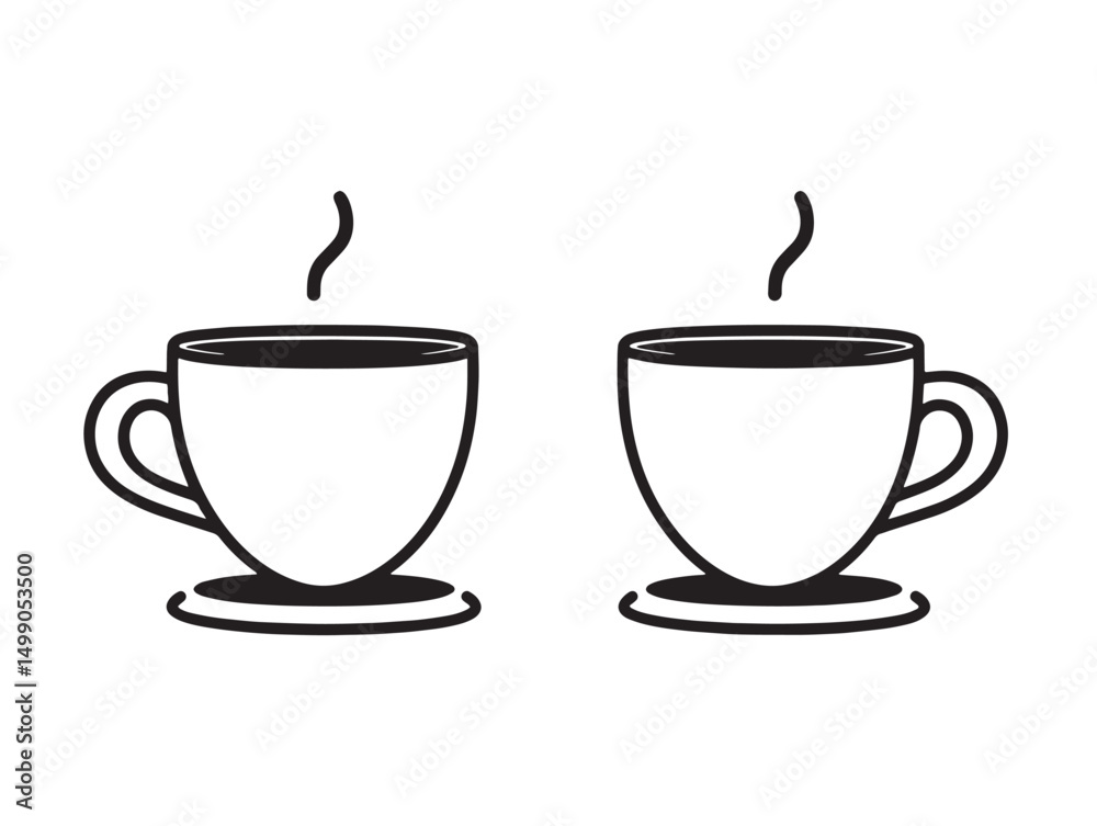 Obraz premium Hand drawn coffee cup line art style vector graphic