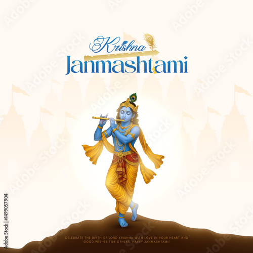 Happy Janmashtami  With colorfull abstract Background Vector Illustration design. illustration for Krishna Janmashtami. Happy Janmashtami realistic  Lord Krishna vector.