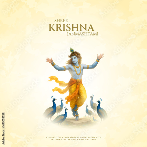 Happy Janmashtami  With colorfull abstract Background Vector Illustration design. illustration for Krishna Janmashtami. Happy Janmashtami realistic  Lord Krishna vector.