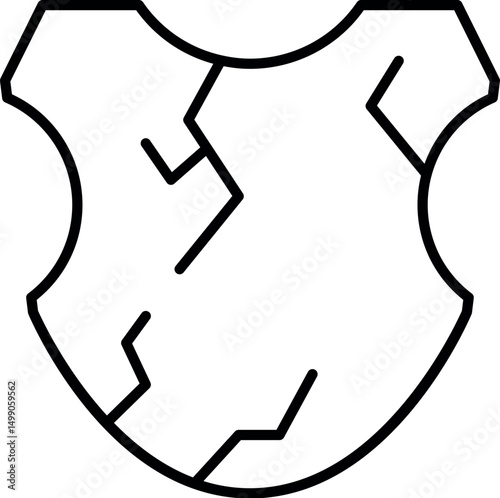 Cracked Shield Icon for Interface, Posts, Advertisements, Various Cards