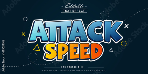 Cartoon style attack speed text, editable text effect.