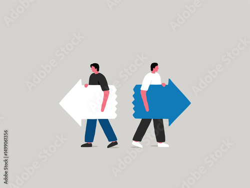 Opposite Business Directions Concept.