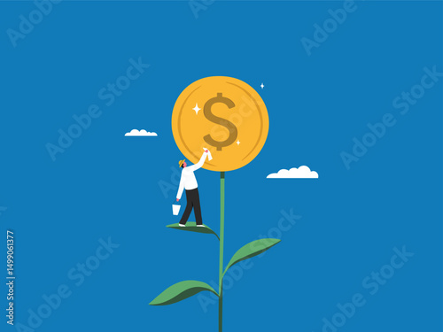 Growing Money Plant with Coin.