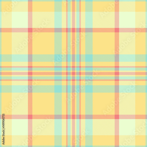 Decorate check pattern background, softness seamless tartan vector. Tablecloth texture plaid textile fabric in yellow and light colors.