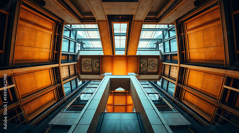 Obraz premium Modern Building Interior with Geometric Design and Natural Light