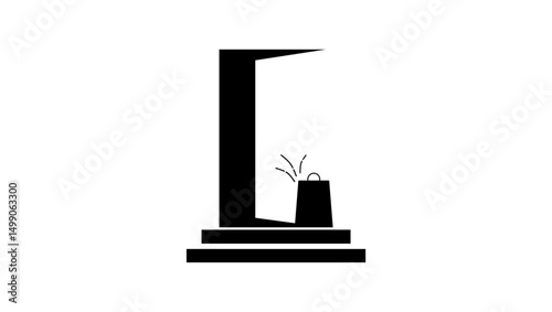 Home delivery symbol, black isolated silhouette