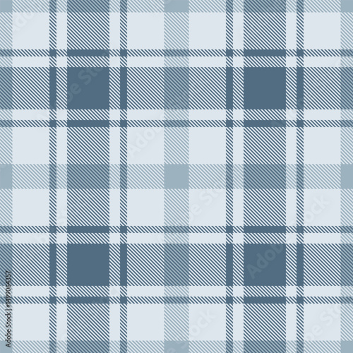 Mature plaid vector pattern, repeat check background fabric. Kitchen tartan textile texture seamless in white and cyan colors.