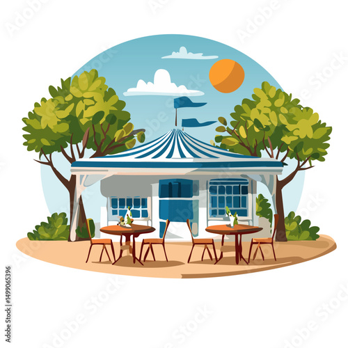 cozy little traditional Greek tavern vector graphic design