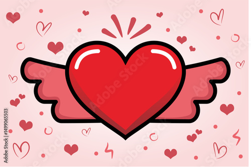 Vector heart sketch illustration with various heart shapes. Vector icon of romance and love.
Plus a colored background that adds a romantic and love impression.