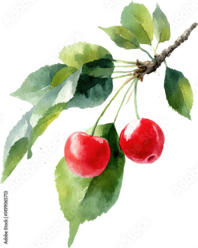 cherry with leaves