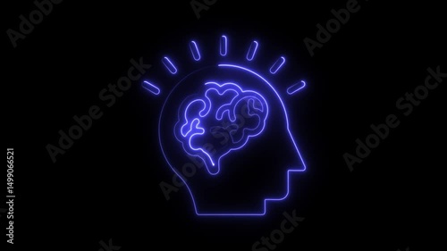 Wallpaper Mural Glowing neon brain outline signifying idea intelligence and creativity on black background Torontodigital.ca