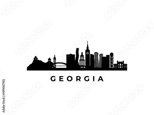 Vector Georgia skyline. Travel Georgia famous landmarks. Business and tourism concept for presentation, banner, web site.