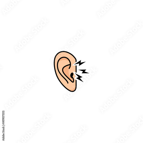 Ear pain icon logo flat vector design