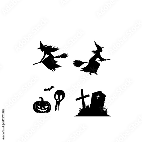 othic Witch Coven - Ultra-Detailed Silhouettes for Horror Branding